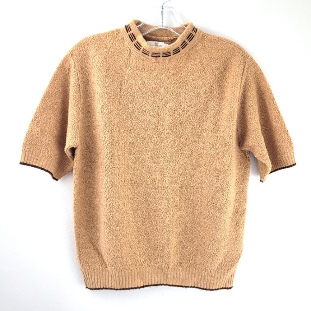 VTG nubby short sleeve wool blend 80s sweater